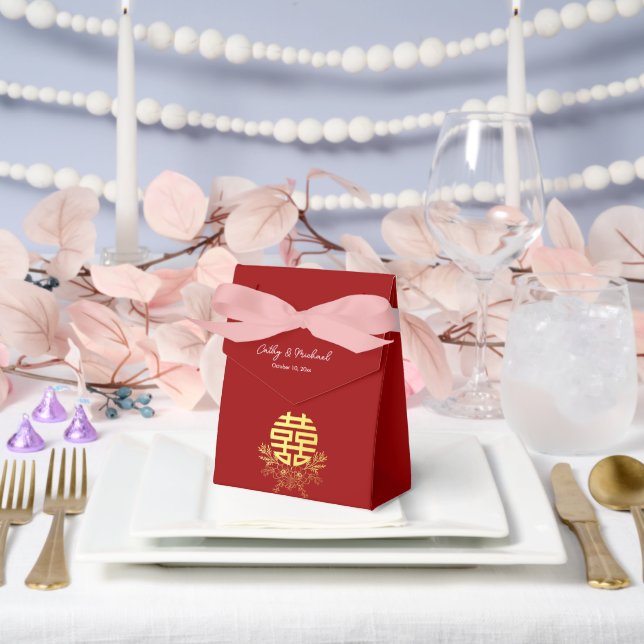 Circle double happiness flower chinese wedding favor box (Wedding)