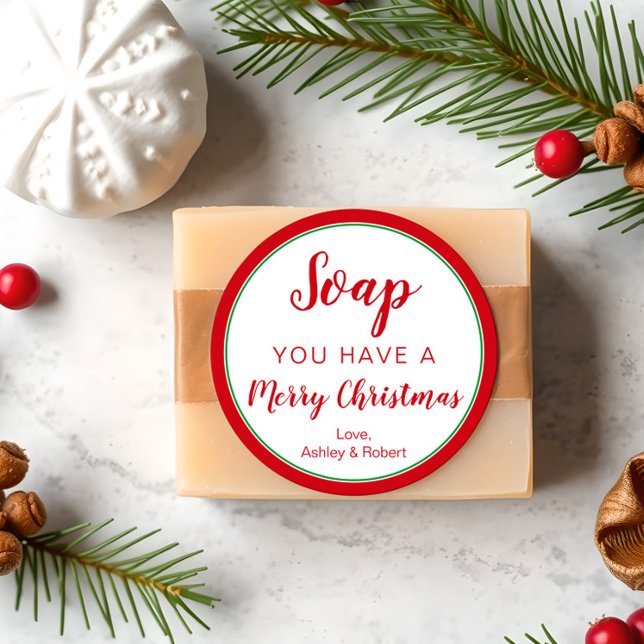 Circle Étiquette de savon, Fêtes de Noël Rouge & V (Créateur téléchargé)