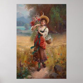 Circle Flower Girl par Hans Zatzka - affiche