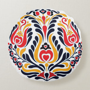 Circle  Folk  Pattern Round Pillow