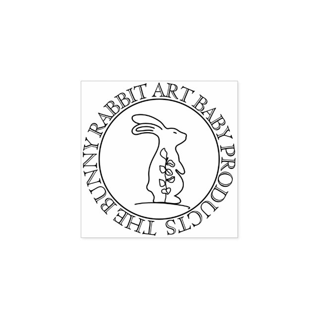 Circle Frame Cute flower bunny Rabbit Rubber Stamp (Imprint)