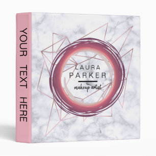 Circle Geometric White Marble Rose Gold Trendy Binder