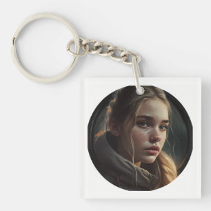Circle girl keychain