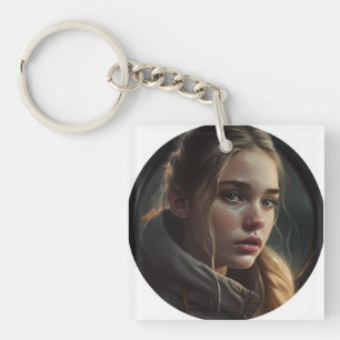 Circle girl keychain