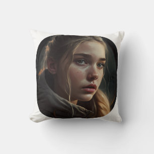 Circle girl throw pillow