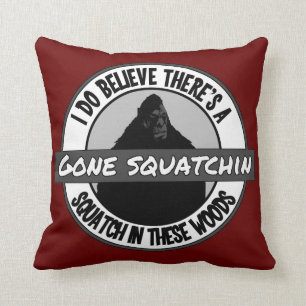 Circle - Gone Squatchin' - Squatch in these Woods Throw Pillow