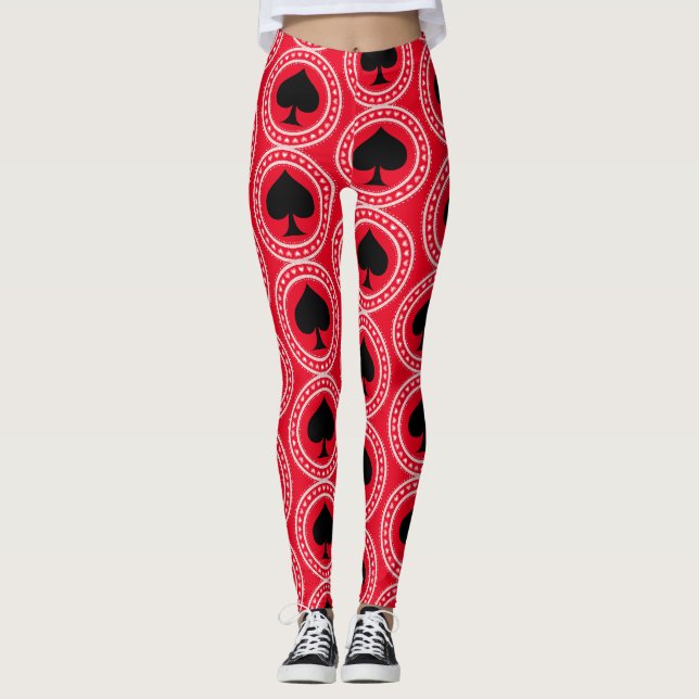Circle Heart Black Spades Thunder_Cove  Leggings (Front)