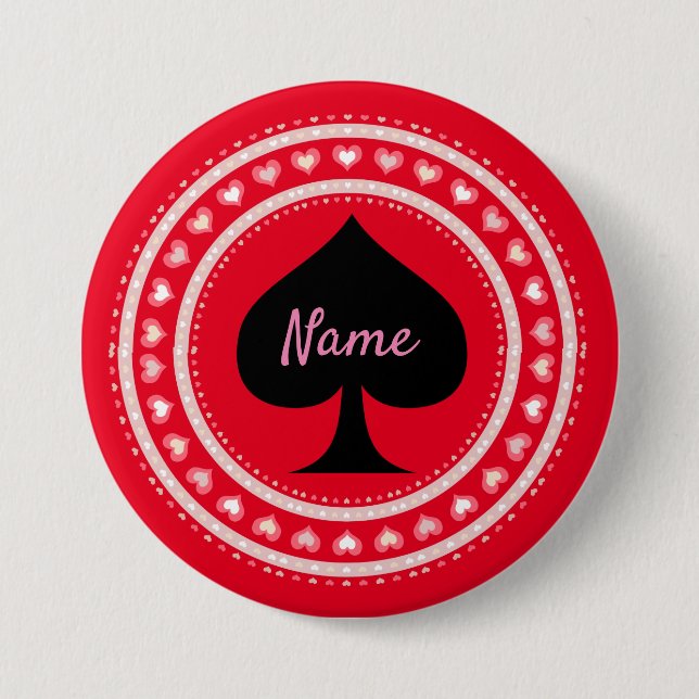Circle Hearts Black Spade Thunder_Cove  3 Inch Round Button (Front)