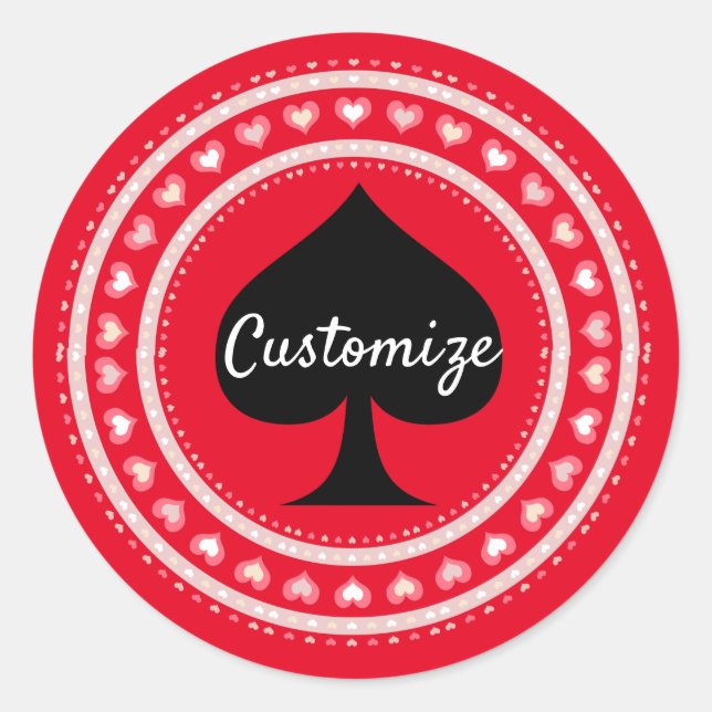 Circle Hearts Black Spades Thunder_Cove Classic Round Sticker (Front)