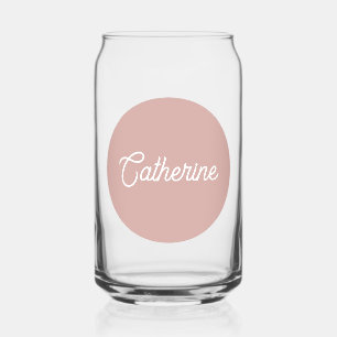 Circle in Pink - Script monogram  Can Glass