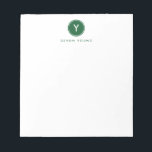 Circle Initial Monogram, Dark Green Personalized Notepad<br><div class="desc">This modern notepad features a circle and your initial monogram,  along with your name. Add your personalization using the template form. To change the font,  style,  color or layout,  select the option to "customize further".</div>