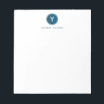 Circle Initial Monogram, Navy Blue Personalized Notepad<br><div class="desc">This modern notepad features a circle and your initial monogram,  along with your name. Add your personalization using the template form. To change the font,  style,  colour or layout,  select the option to "customize further".</div>