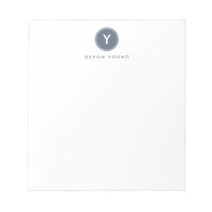 Circle Initial Monogram, Slate Blue Personalized Notepad