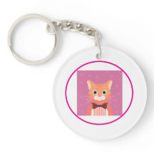 Circle Keychain Acrilic Cat