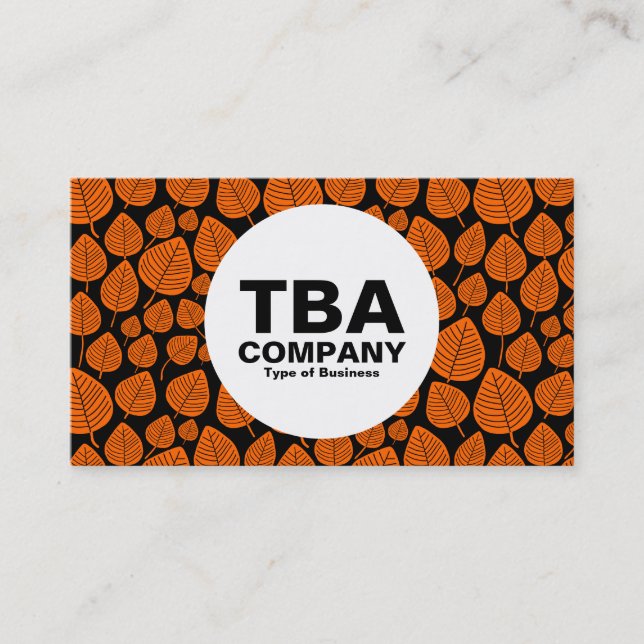 Circle - Leaves - Orange on Black Business Card (Front)