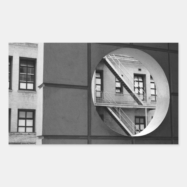Circle & Lines Architecture Black and White Photo Sticker (Front)
