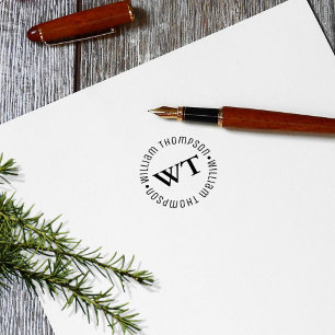 Circle Logo Monogram (name & initials) Rubber Stamp