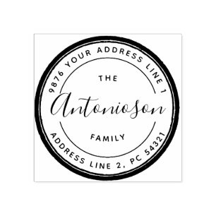 Circle Minimal Signature Rubber Stamp