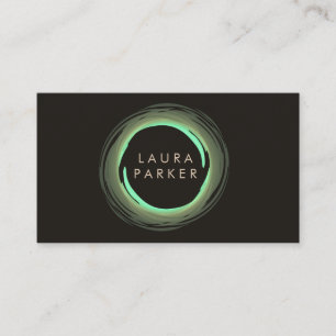 Circle Modern Watercolor Green Nature Professional Business Card