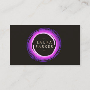 Circle Modern Watercolor Purple Grey Professional Business Card