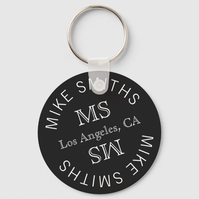circle monogram, a stylish black keychain (Front)