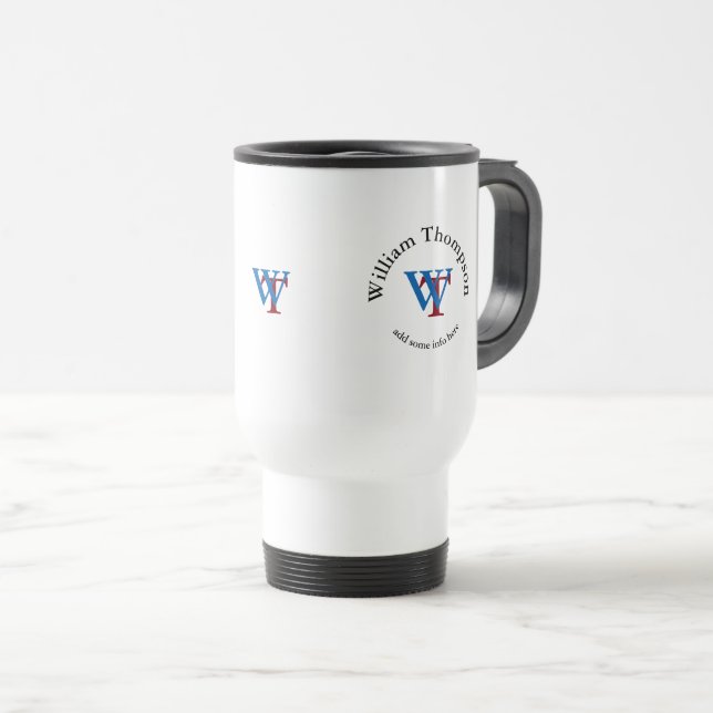 circle monogram - personalized promo logo travel mug (Front Right)