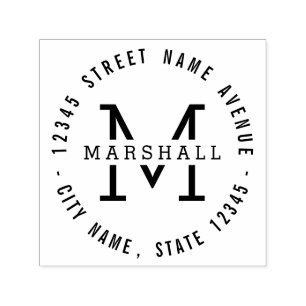 Circle Monogram Personalized Rubber Stamp