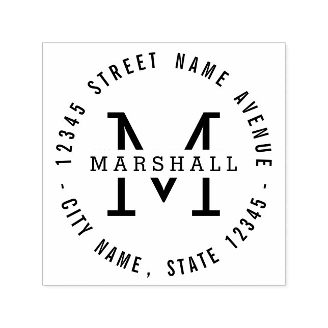 Circle Monogram Personalized Rubber Stamp (Design)