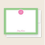 Circle Monogram Preppy Pink & Green Card<br><div class="desc">This girly design features a simple border with a circle at the top containing a monogram initial and space for a name/text on the bottom. Click the customize button if you would like to adjust the design elements and/or further modify the text! Variations of this design, additional colours, as well...</div>
