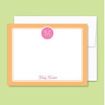 Circle Monogram Preppy Pink & Orange Sherbet Card<br><div class="desc">This girly design features a simple border with a circle at the top containing a monogram initial and space for a name/text on the bottom. Click the customize button if you would like to adjust the design elements and/or further modify the text! Variations of this design, additional colours, as well...</div>
