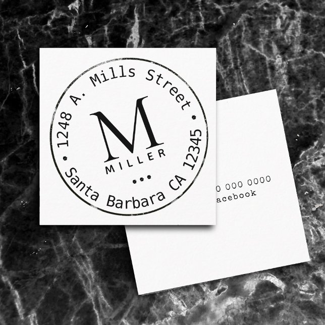 Circle Monogram Square Business Card (Creator Uploaded)