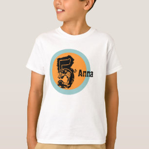 Circle Name and Age 5th Birthday Tshirt