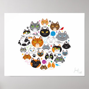 Circle of Cats 11x14 Poster