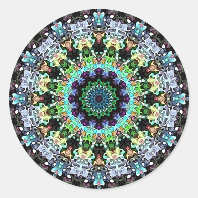 Circle of Colourful Symmetry Classic Round Sticker (Front)