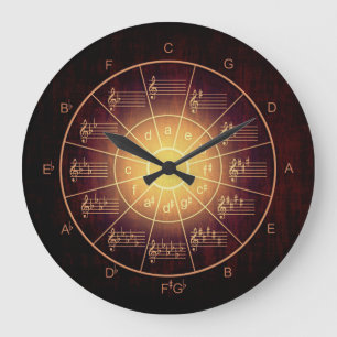 Circle of fifths brown colour musicians large clock