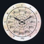 Circle of fifths watercolor musicians large clock<br><div class="desc">Stylish and useful watercolor circle of fifths clock design with major keys and their relative minors plus the major triads. A great gift idea for music teachers and students or the music lover in your life.</div>