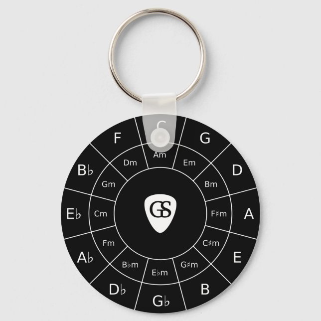 Circle Of Fifths - White Music Theory Graphic Keyc Keychain (Front)
