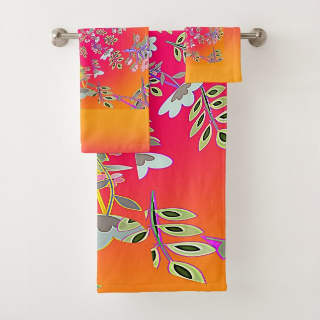  Circle Of Floral Bouquets Bath Towel Set (Insitu)