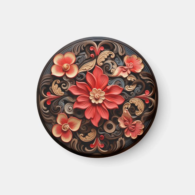 Circle of Flowers 1 Baroque Magnet (Front)