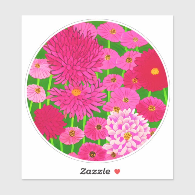 Circle of Flowers, Fuchsia Pink Chrysanthemums (Sheet)