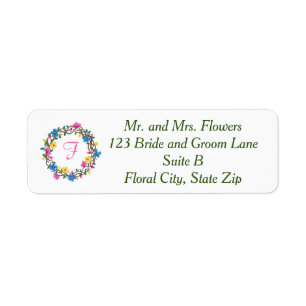 Circle of Flowers Monogram Address Labels