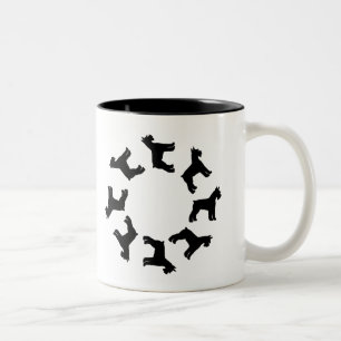 Circle of Giant Schnauzers (blk) Two-Tone Coffee Mug