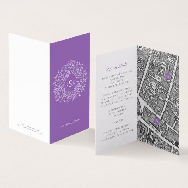 Circle of leaves purple wedding map and details (Inside and Outside)