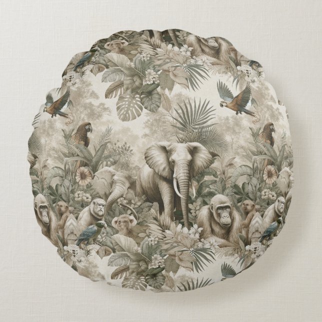 Circle of Life Jungle Harmony Round Pillow (Front)