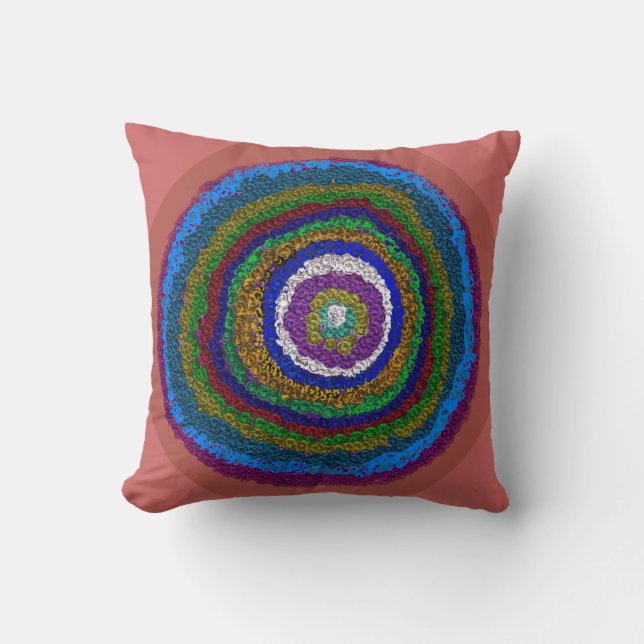 Circle of Life Multicolor Throw Pillow (Front)