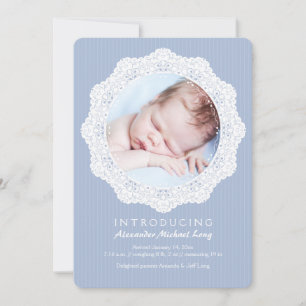 Circle of Love Blue Photo Birth Announcement