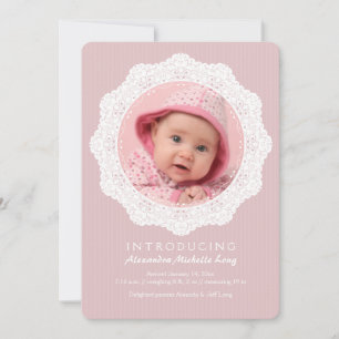 Circle of Love Pink Photo Birth Announcement