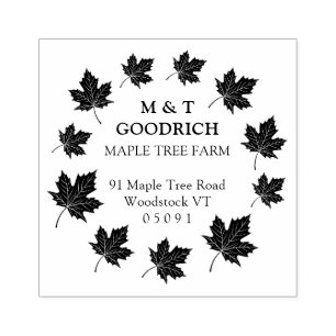 Circle of Maple Leaves Custom Return Address. Rubber Stamp