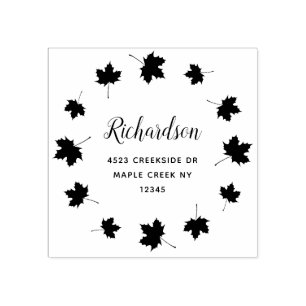 circle of maple leaves custom return address rubber stamp