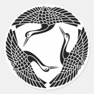 Circle of three cranes classic round sticker
